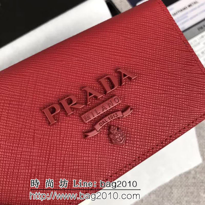 PRADA普拉達 專櫃最新款 十字紋牛皮 女士超級小卡包 1MC122 DD1243